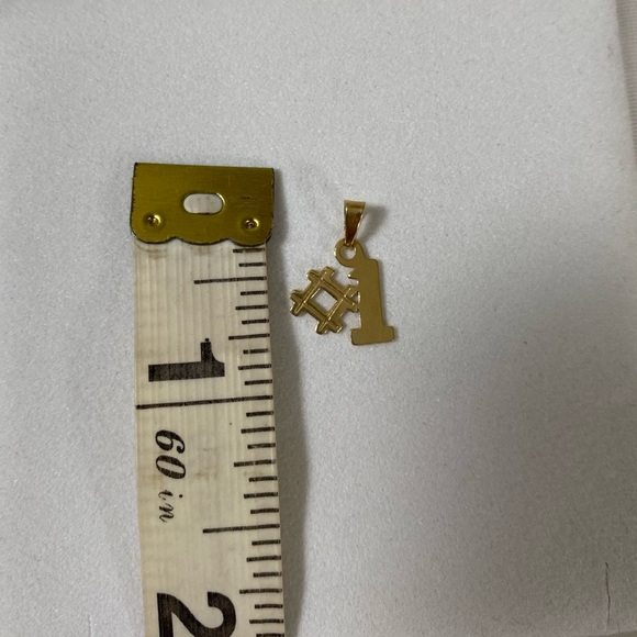 14K YELLOW GOLD number 1 pendant REAL GOLD - Picture 7 of 12
